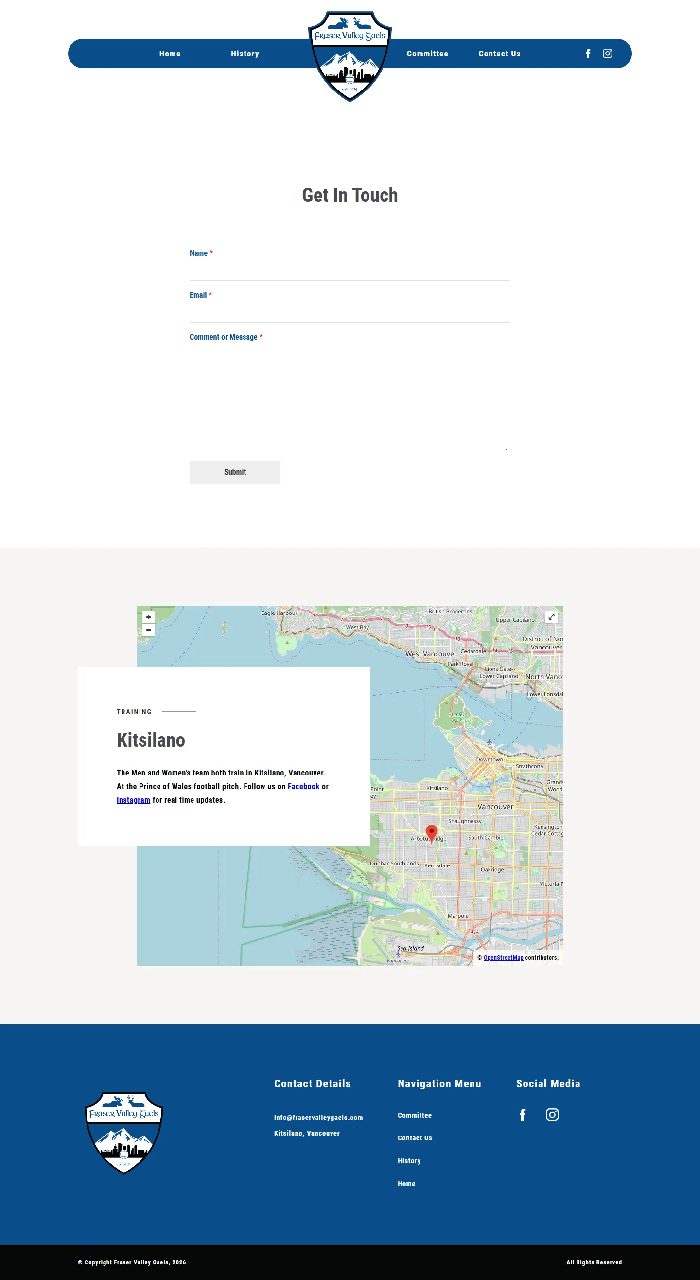The Fraser Valley Contact Us page