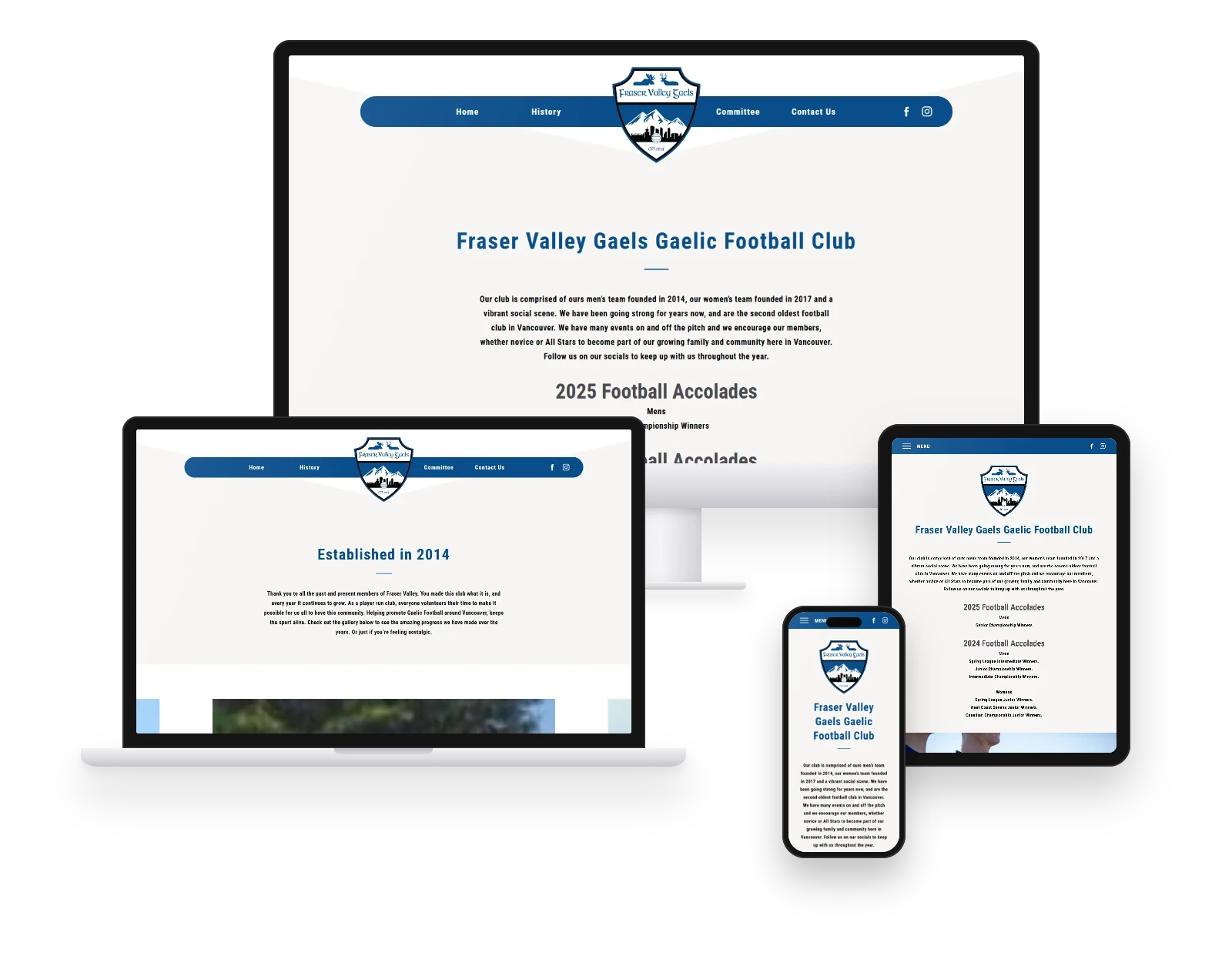 The Fraser Valley website on an iMac, a MacBook, an iPad and an iPhone