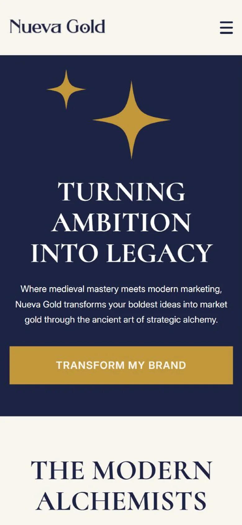 Nueva Gold mobile site