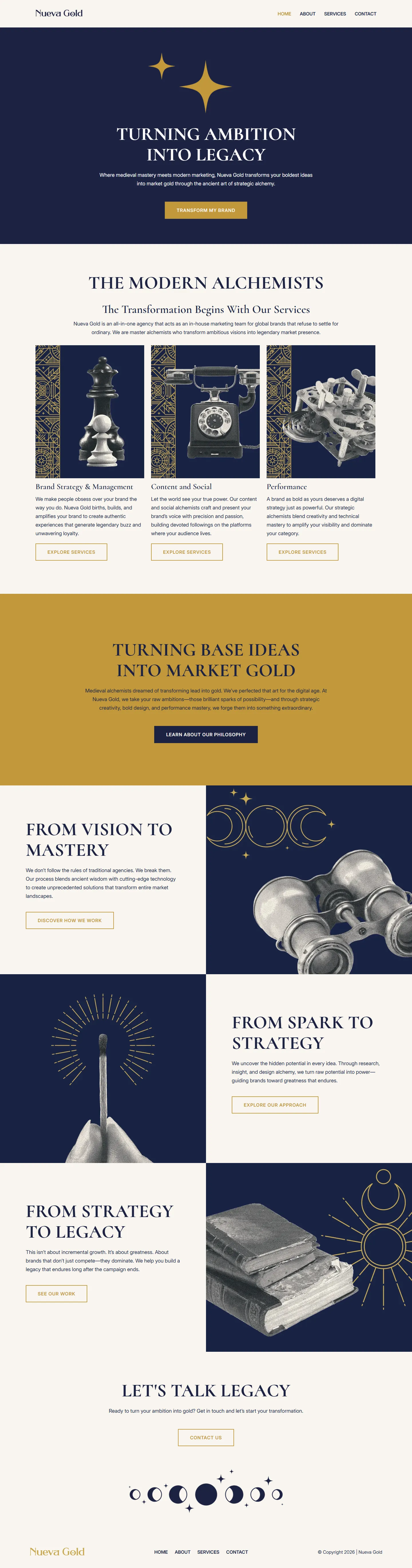The Nueva Gold Home page